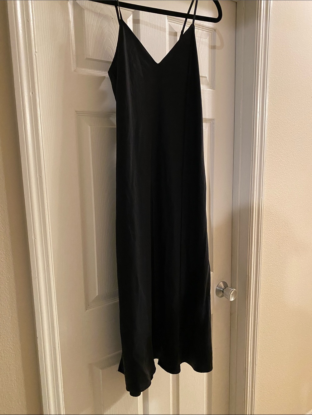 Women’s vintage August Silk Black V-Neck Slip Maxi Dress